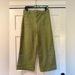 NWT Palmer Wide Leg Crop Pants in Spring Green Twill - Size 8R